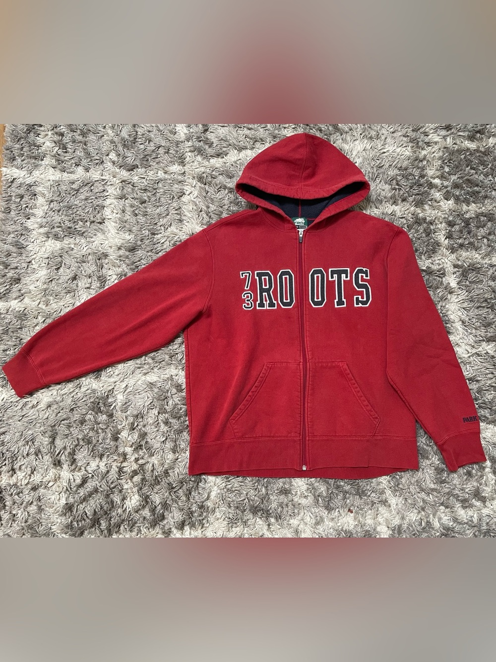 Vintage Roots Park City Red Full Zip Hoodie Sweatshirt Size XL